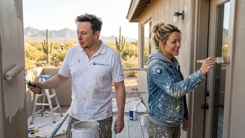 Professional painters working on a Phoenix home project